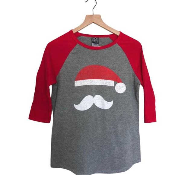 Modern Lux Tops - Modern Santa Christmas Top | Holiday Baseball T-shirt | Christmas Sweater Party